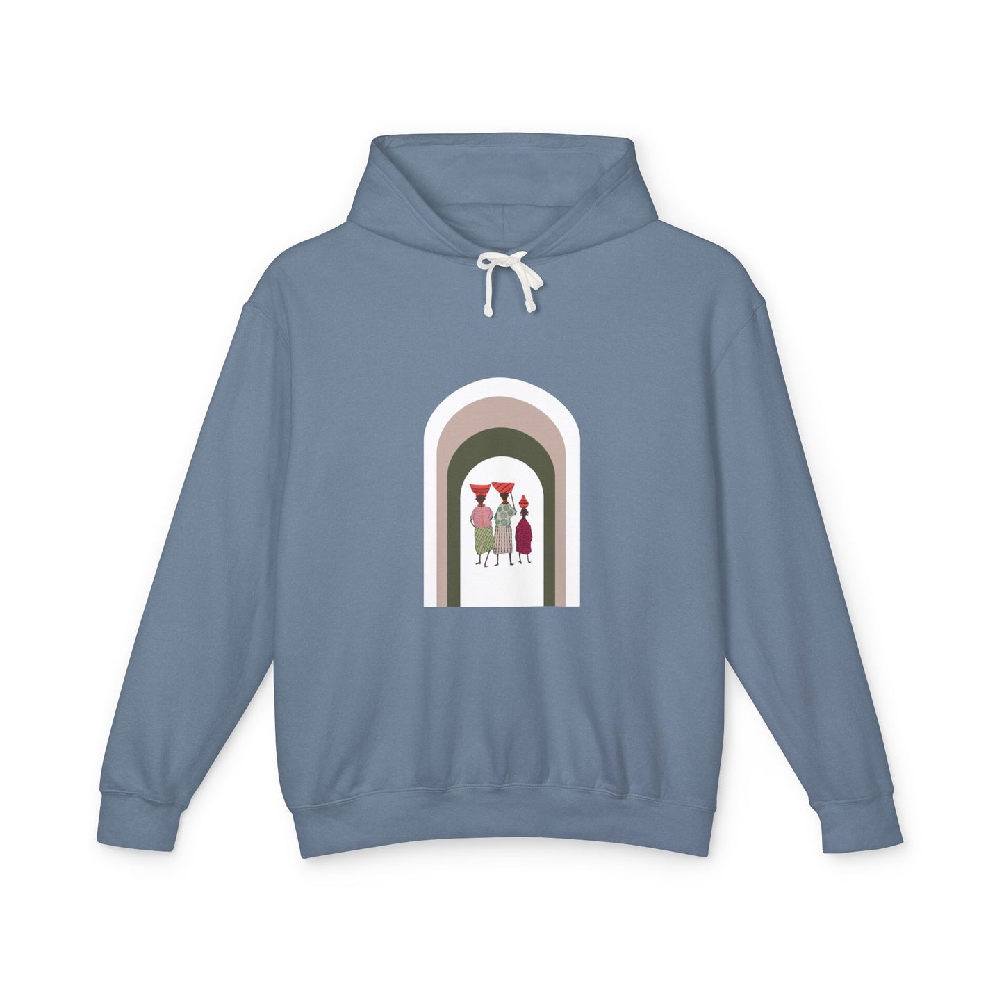 Artistic Minimalist Unisex Lightweight Hooded Sweatshirt with Colorful Figures