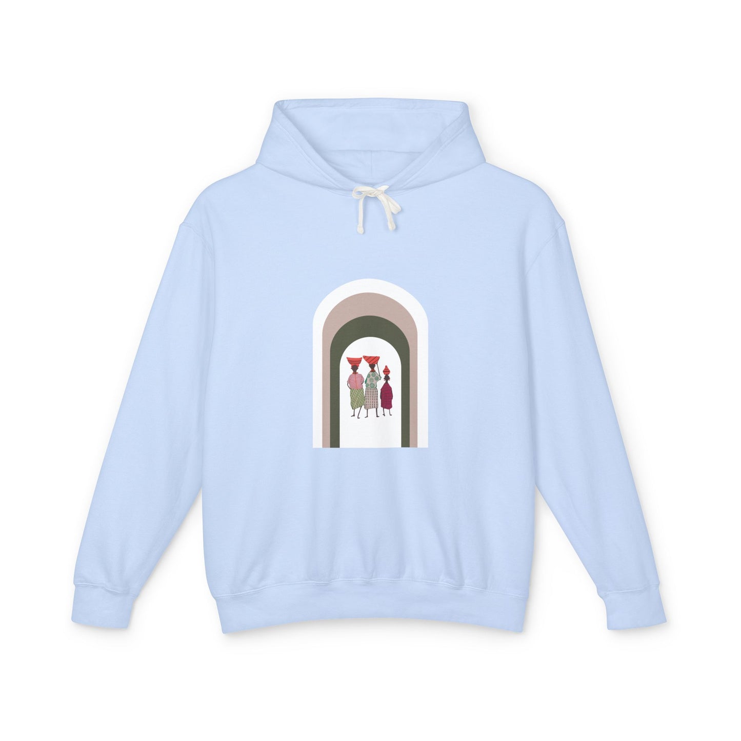 Artistic Minimalist Unisex Lightweight Hooded Sweatshirt with Colorful Figures