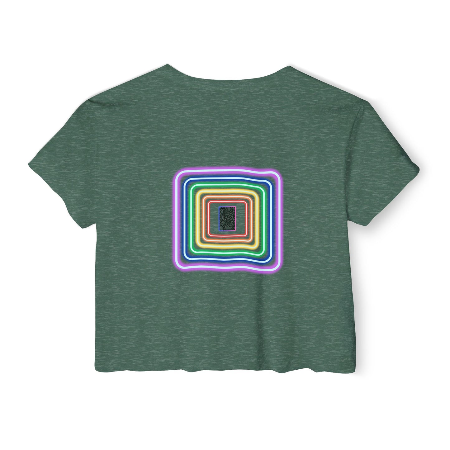 Pulse - Women's Festival Crop Top with Colorful Stripes, Summer Fashion, Stylish Festival Outfit, Boho Crop Tee, Trendy Casual Wear