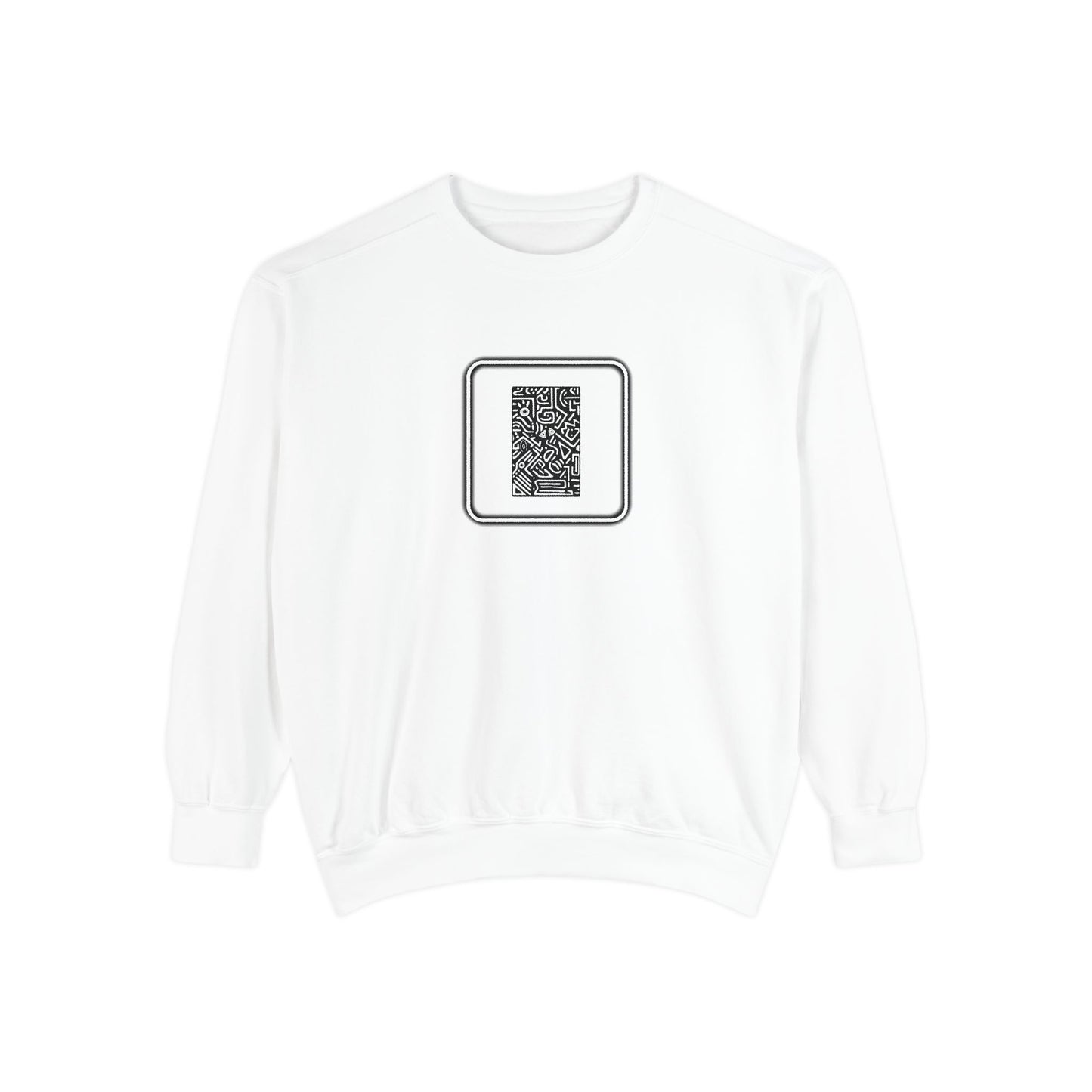 Pulse - Unisex Garment-Dyed Sweatshirt with QR Code Design, Cozy Casual Wear for Tech Enthusiasts