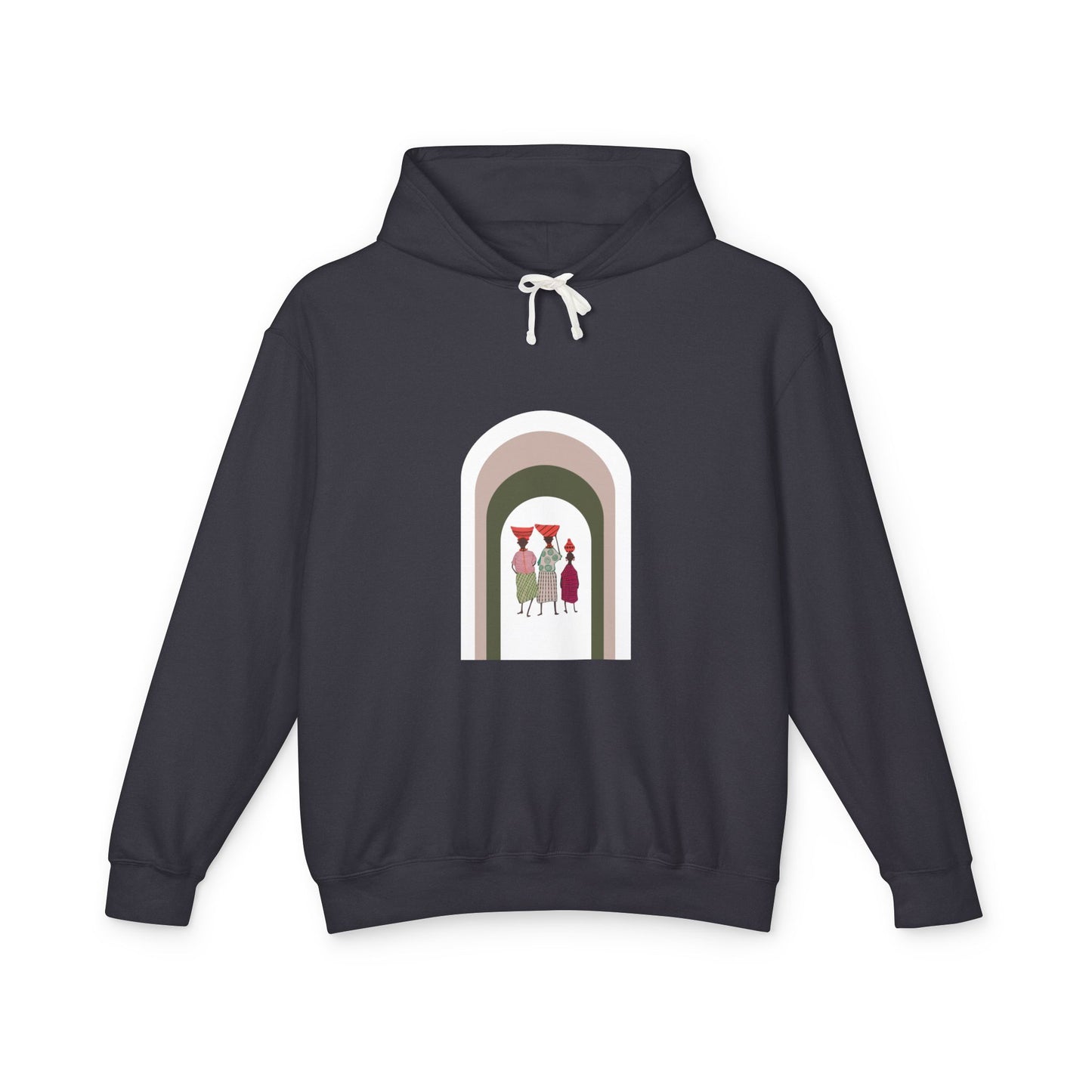 Artistic Minimalist Unisex Lightweight Hooded Sweatshirt with Colorful Figures