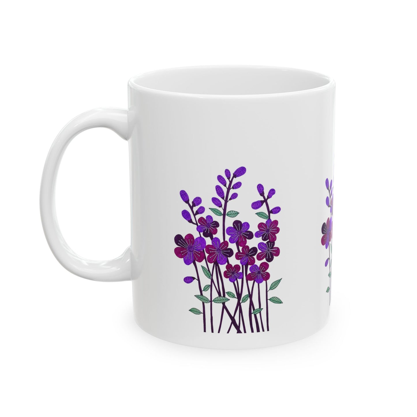 Floral Ceramic Mug – Beautiful Botanical Design for Home or Office