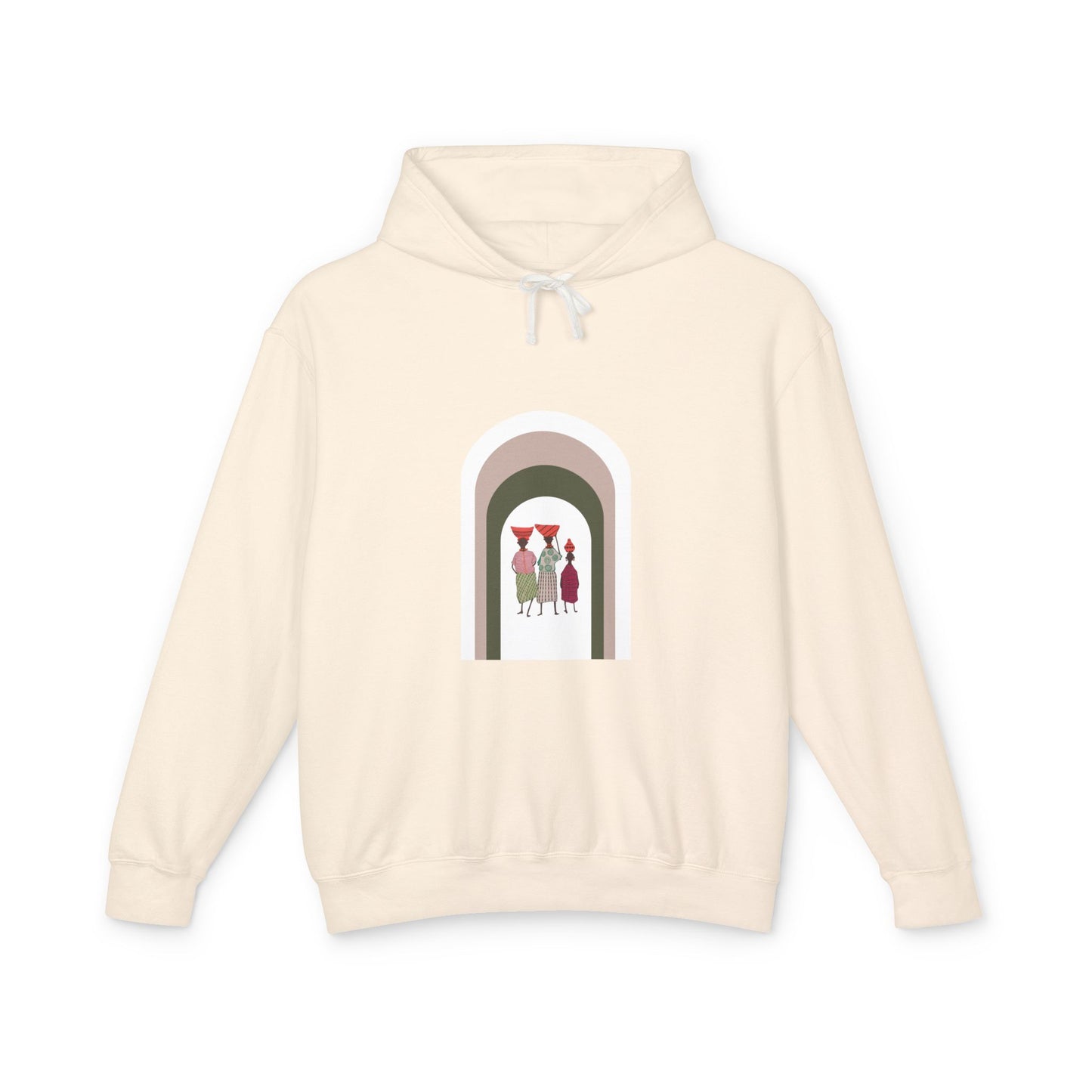 Artistic Minimalist Unisex Lightweight Hooded Sweatshirt with Colorful Figures