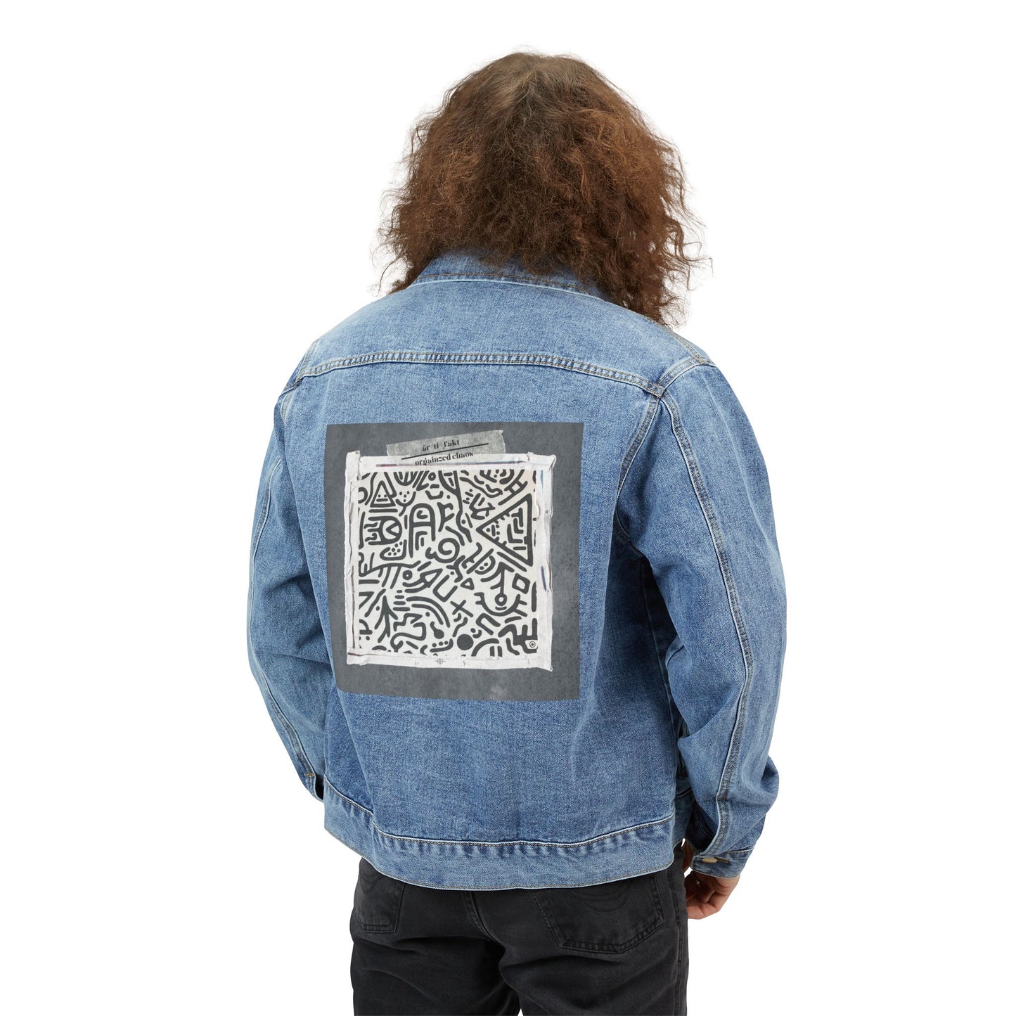 Organised Chaos - Stylish Men's Denim Jacket with Unique Back Design, Casual Jacket, Everyday Wear, Gift for Him, Vintage Style