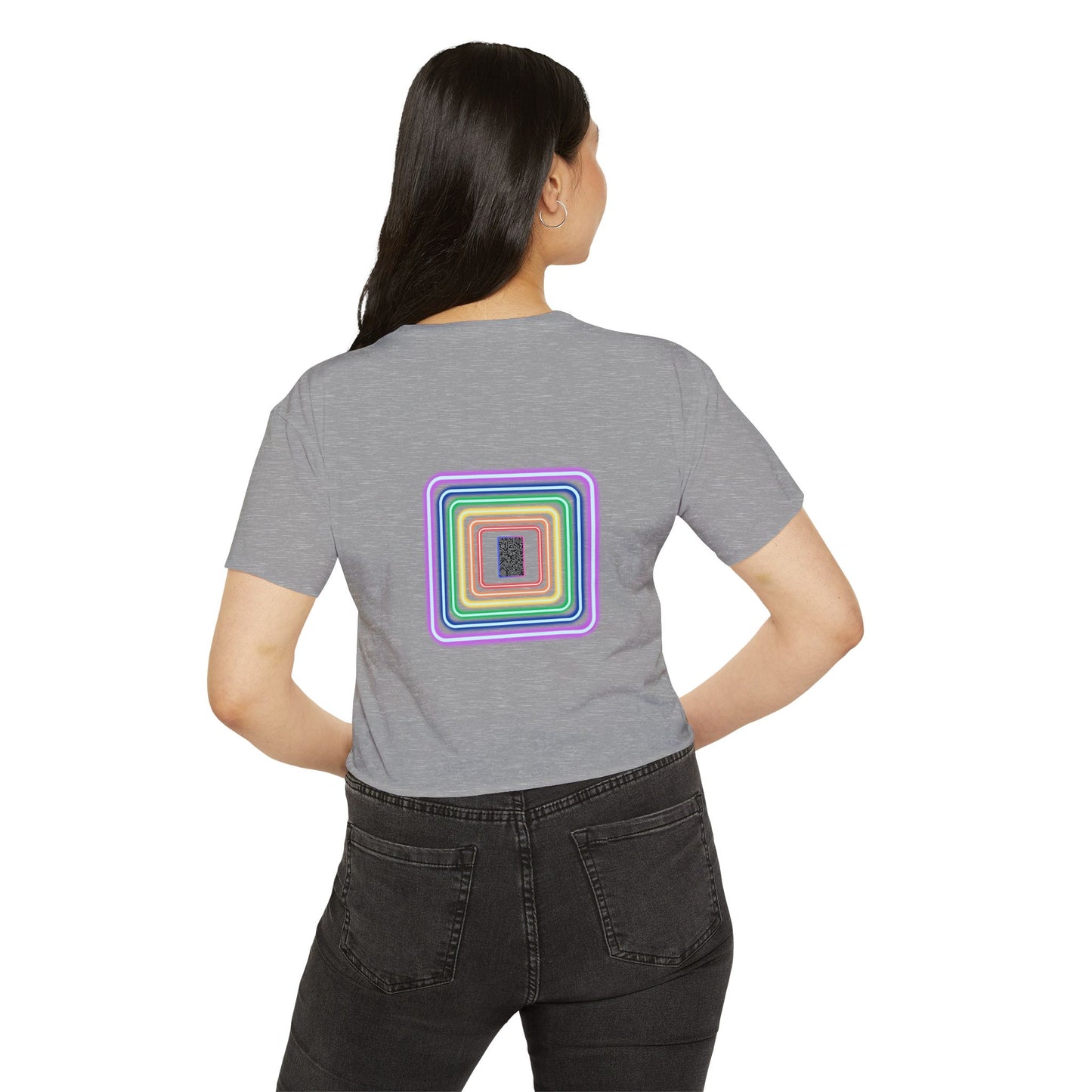 Pulse - Women's Festival Crop Top with Colorful Stripes, Summer Fashion, Stylish Festival Outfit, Boho Crop Tee, Trendy Casual Wear