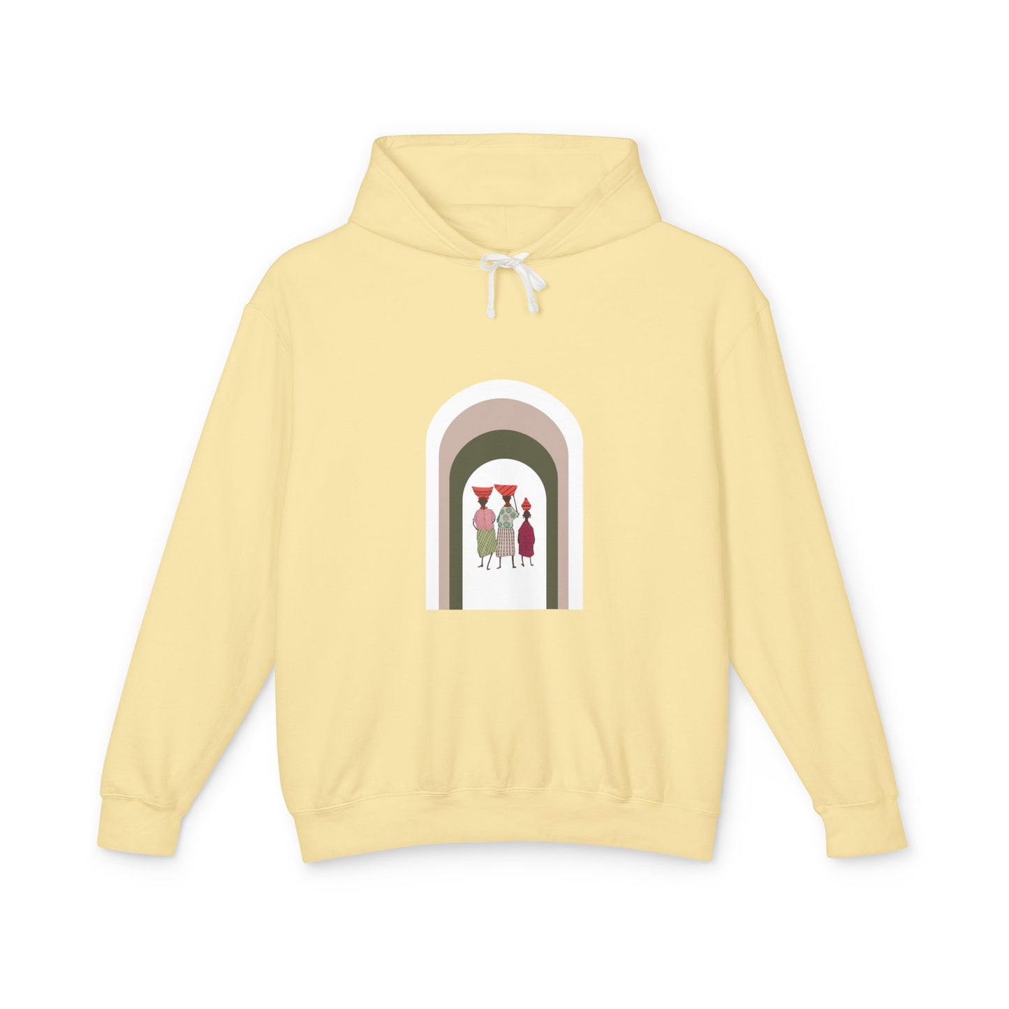 Artistic Minimalist Unisex Lightweight Hooded Sweatshirt with Colorful Figures