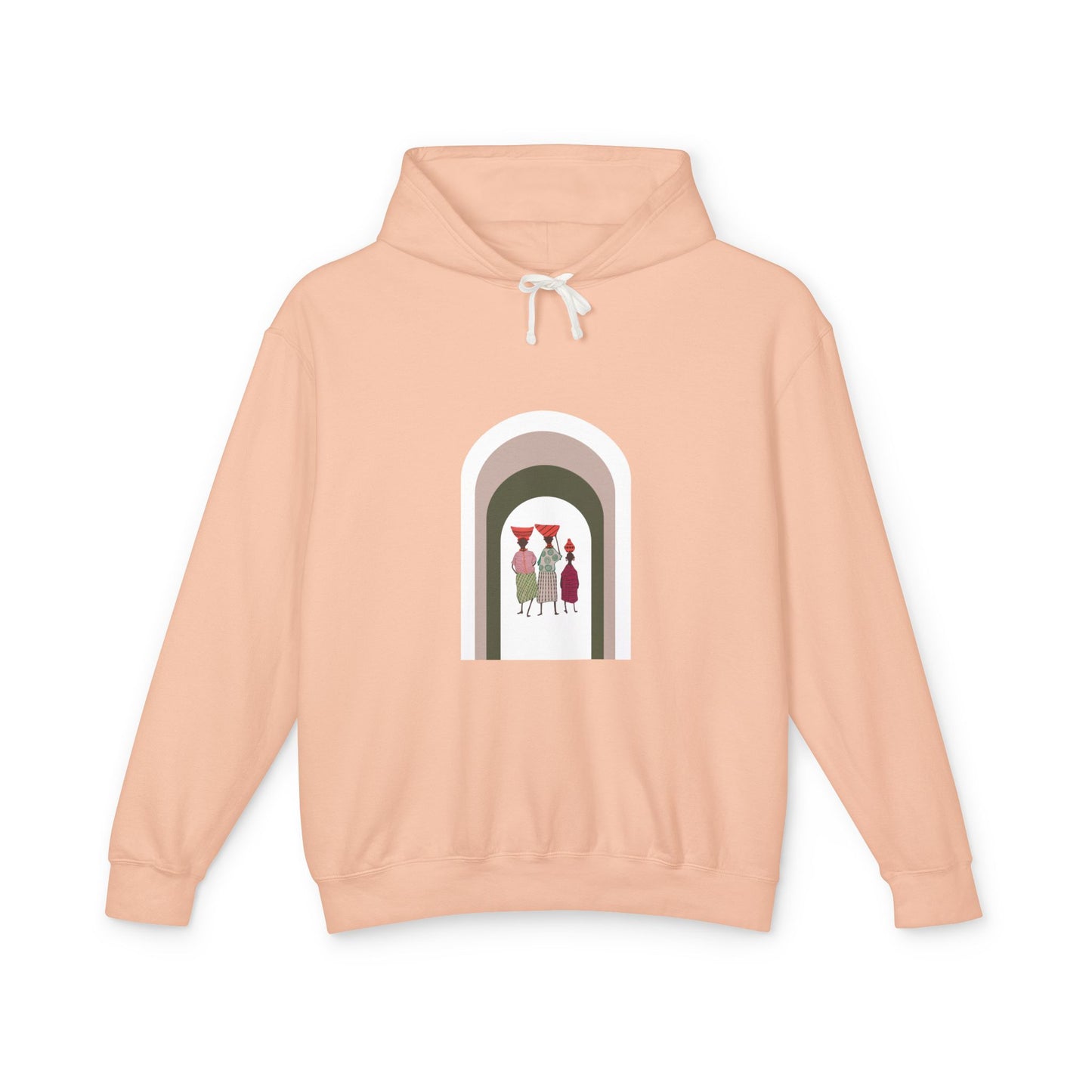 Artistic Minimalist Unisex Lightweight Hooded Sweatshirt with Colorful Figures