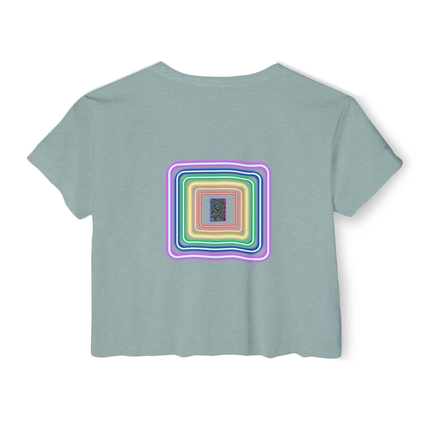 Pulse - Women's Festival Crop Top with Colorful Stripes, Summer Fashion, Stylish Festival Outfit, Boho Crop Tee, Trendy Casual Wear