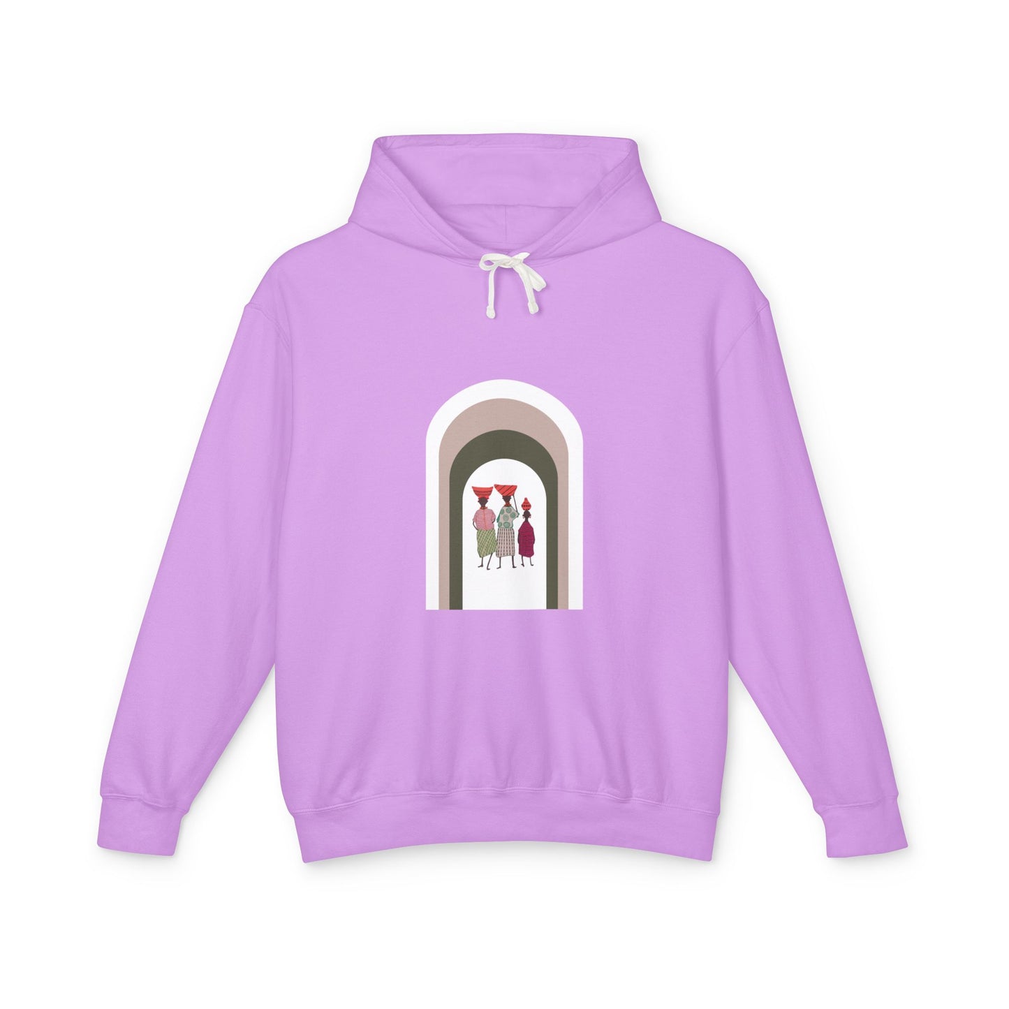 Artistic Minimalist Unisex Lightweight Hooded Sweatshirt with Colorful Figures