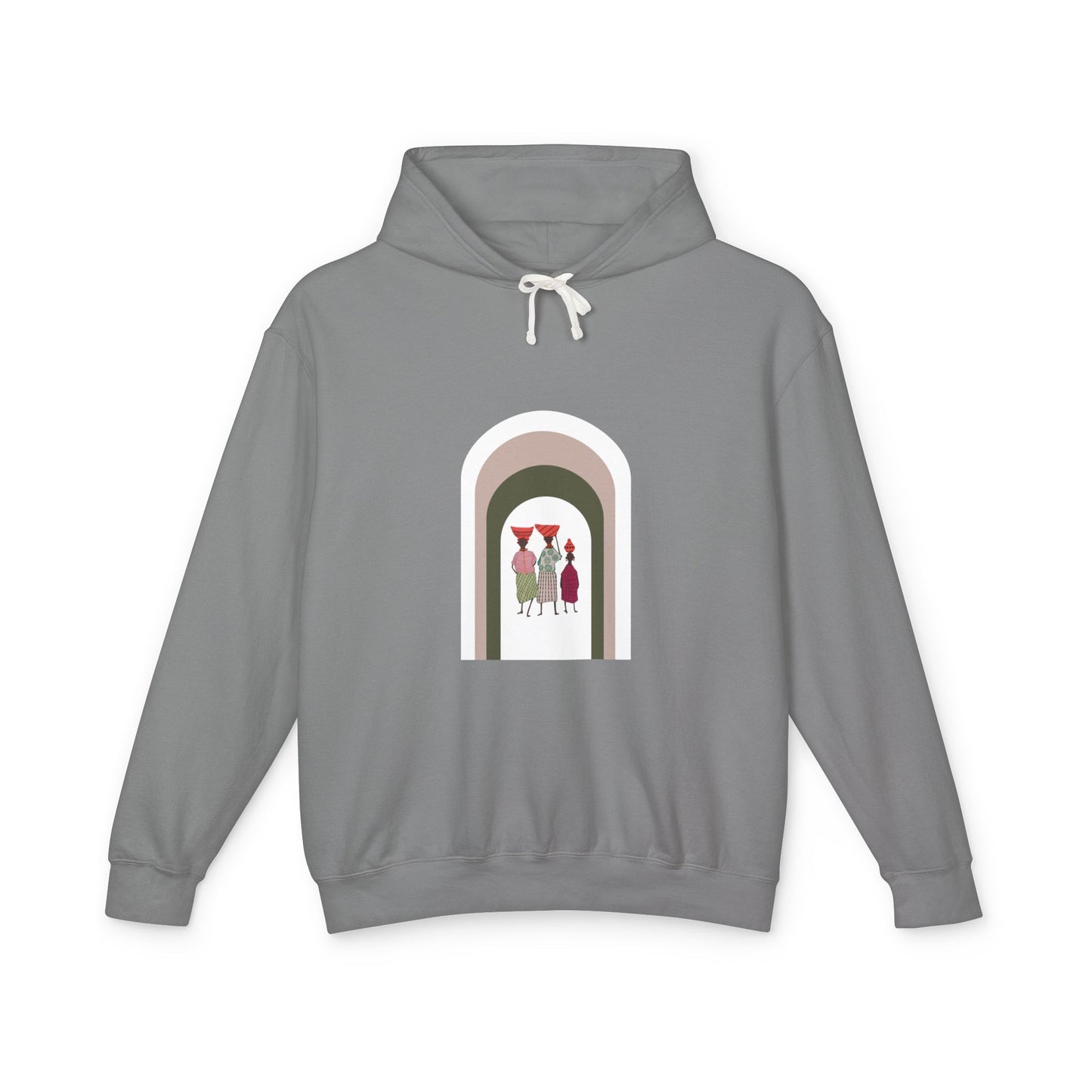 Artistic Minimalist Unisex Lightweight Hooded Sweatshirt with Colorful Figures