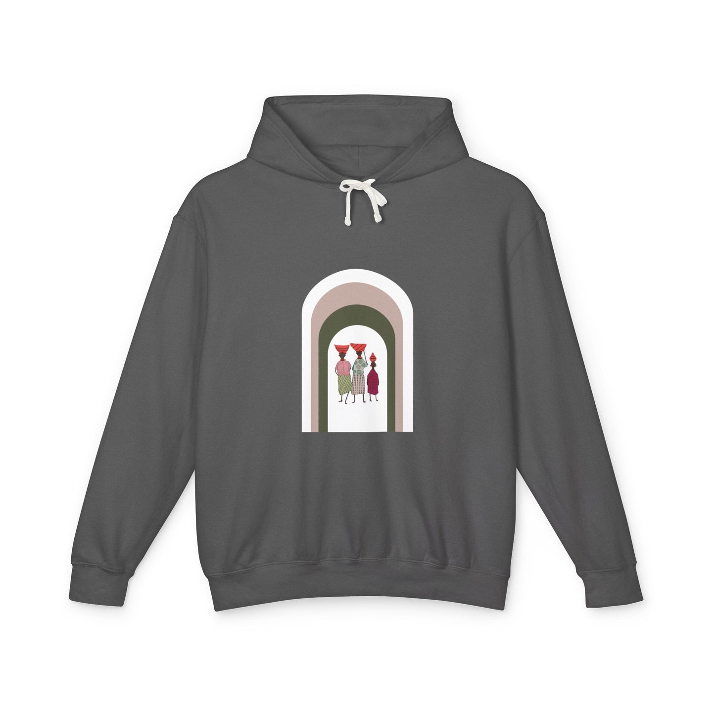 Artistic Minimalist Unisex Lightweight Hooded Sweatshirt with Colorful Figures