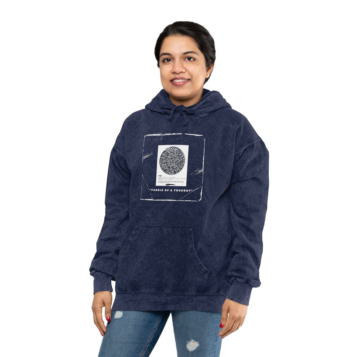 Unisex Mineral Wash Hoodie - Fabric of a Thought - Pullover for Casual and Chill Days