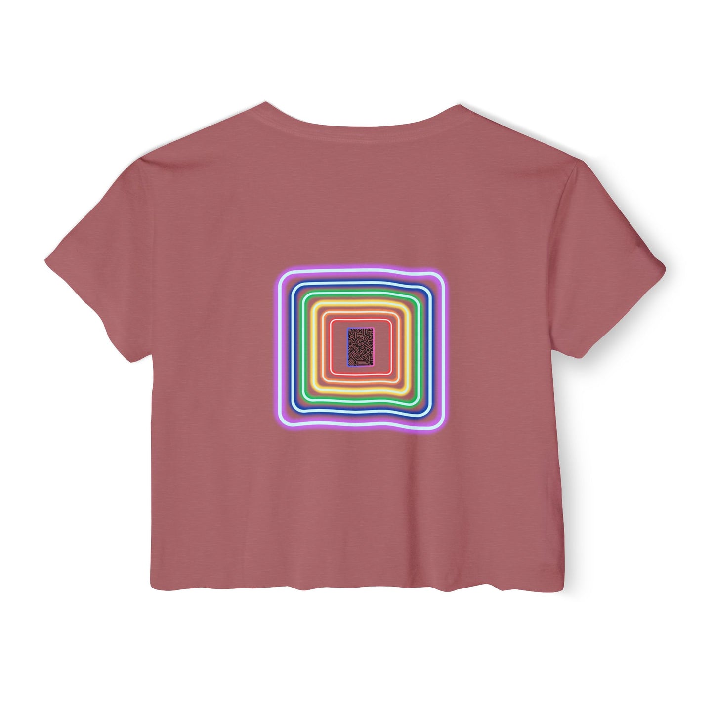 Pulse - Women's Festival Crop Top with Colorful Stripes, Summer Fashion, Stylish Festival Outfit, Boho Crop Tee, Trendy Casual Wear