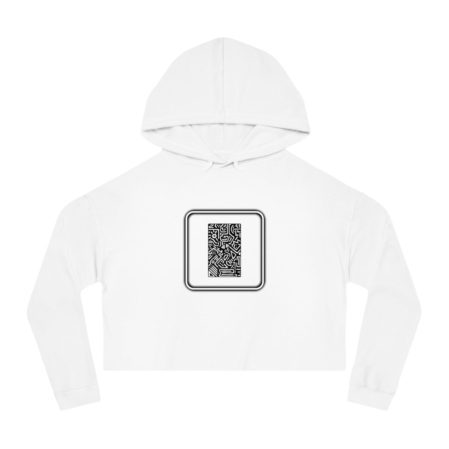 Pulse - Trendy Cropped Hooded Sweatshirt with QR Code Design, Stylish Casual Wear, Perfect for Fall Outfits, Gifts for Her, Unique Street Wear