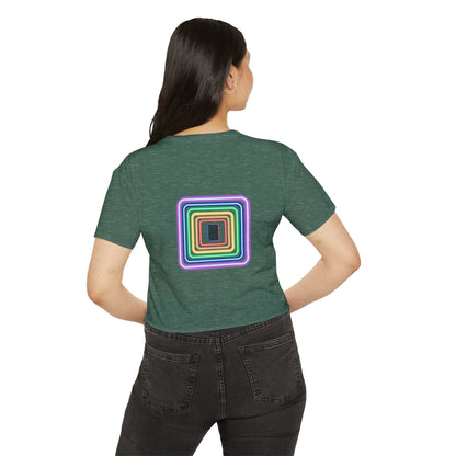 Pulse - Women's Festival Crop Top with Colorful Stripes, Summer Fashion, Stylish Festival Outfit, Boho Crop Tee, Trendy Casual Wear