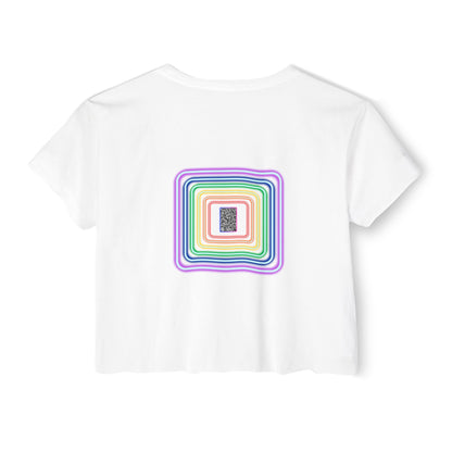 Pulse - Women's Festival Crop Top with Colorful Stripes, Summer Fashion, Stylish Festival Outfit, Boho Crop Tee, Trendy Casual Wear
