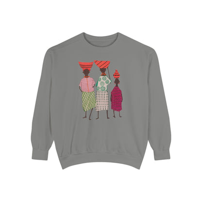 Cultural Women's Sweatshirt - Garment-Dyed Design with Sisterhood Theme