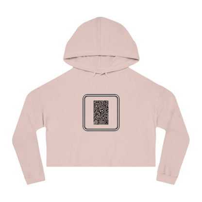 Pulse - Trendy Cropped Hooded Sweatshirt with QR Code Design, Stylish Casual Wear, Perfect for Fall Outfits, Gifts for Her, Unique Street Wear