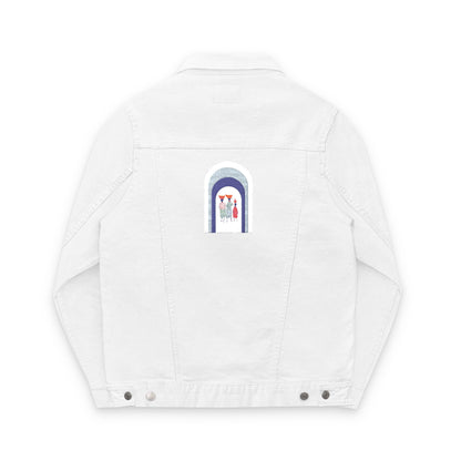 Dinkgwana Embroidered Unisex Denim Jacket, Stylish Outerwear, Casual Fashion, Unique Streetwear