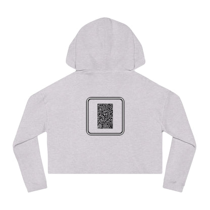Pulse - Trendy Cropped Hooded Sweatshirt with QR Code Design, Stylish Casual Wear, Perfect for Fall Outfits, Gifts for Her, Unique Street Wear