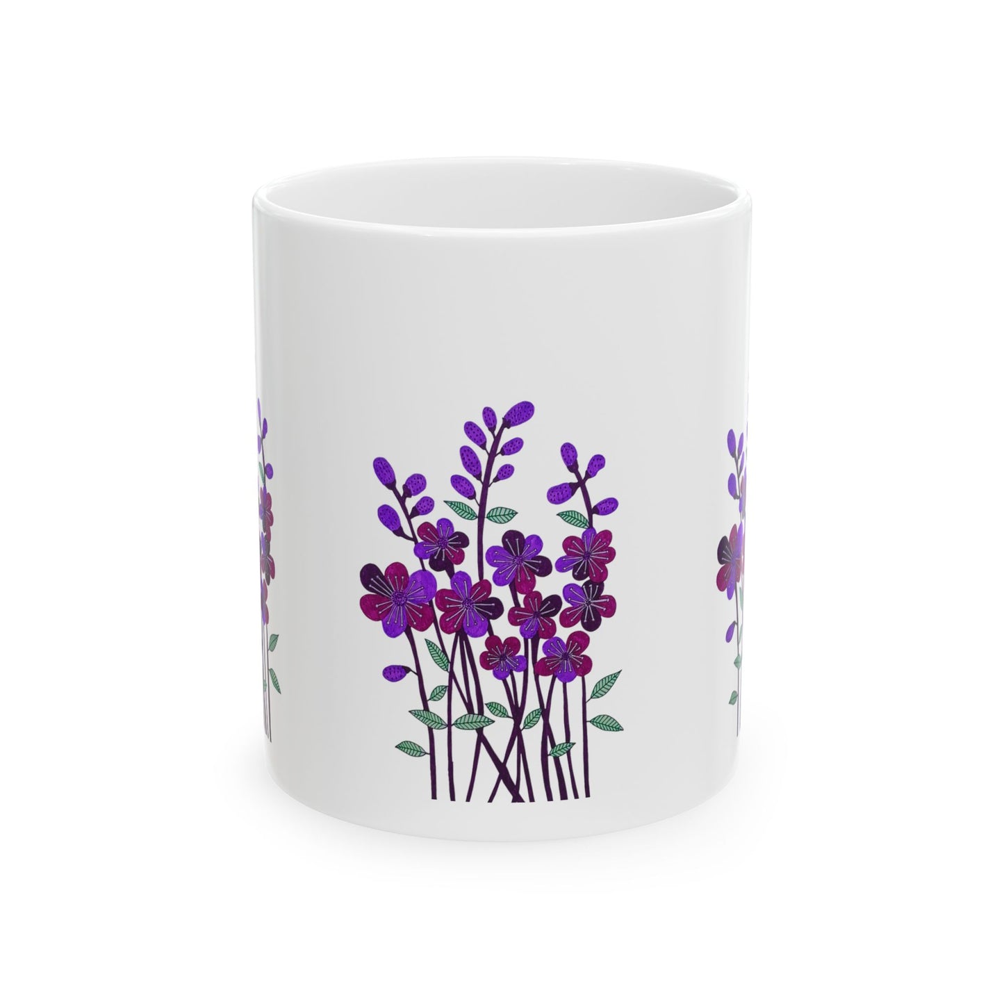 Floral Ceramic Mug – Beautiful Botanical Design for Home or Office