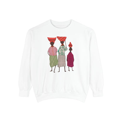 Cultural Women's Sweatshirt - Garment-Dyed Design with Sisterhood Theme