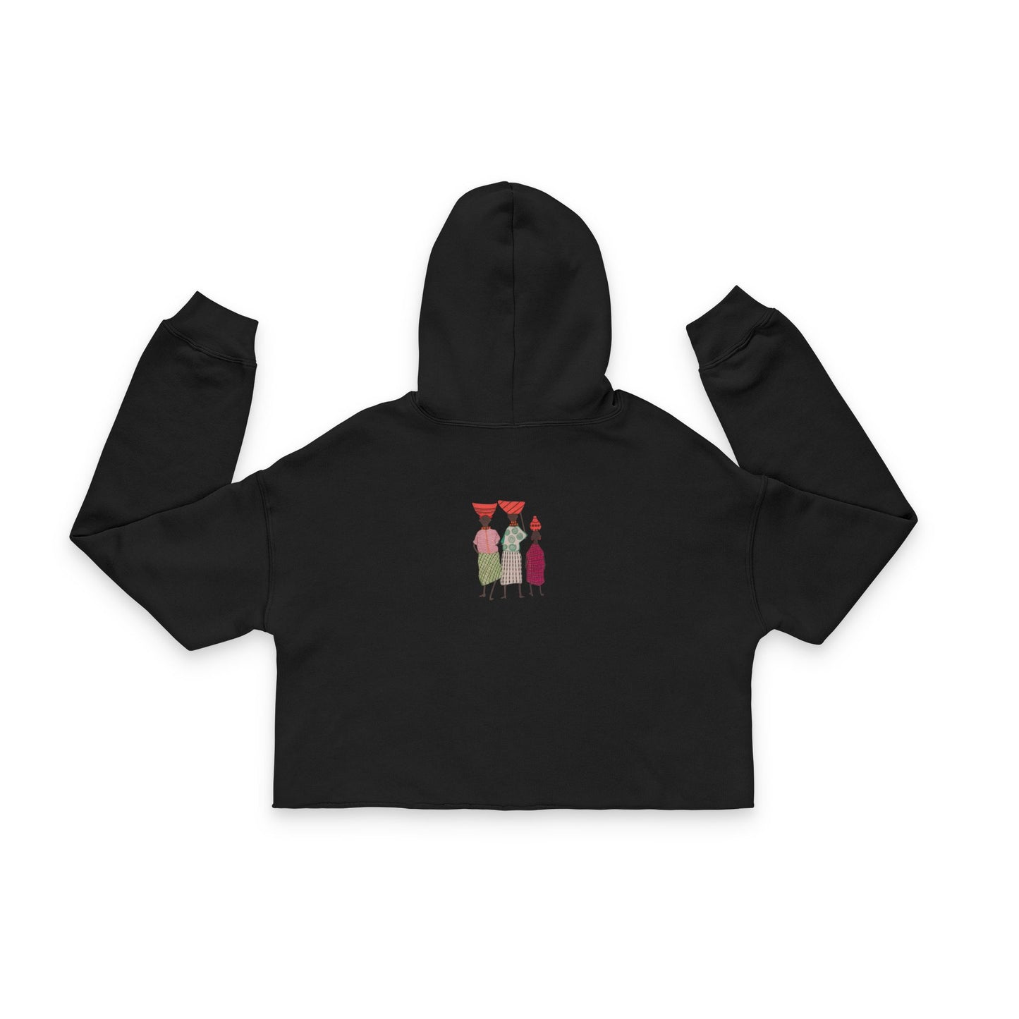 Dinkgwana - Women's Cropped Hoodie with Colorful Figure Design, Trendy Beachwear, Summer Outfit, Casual Streetwear, Gift for Her