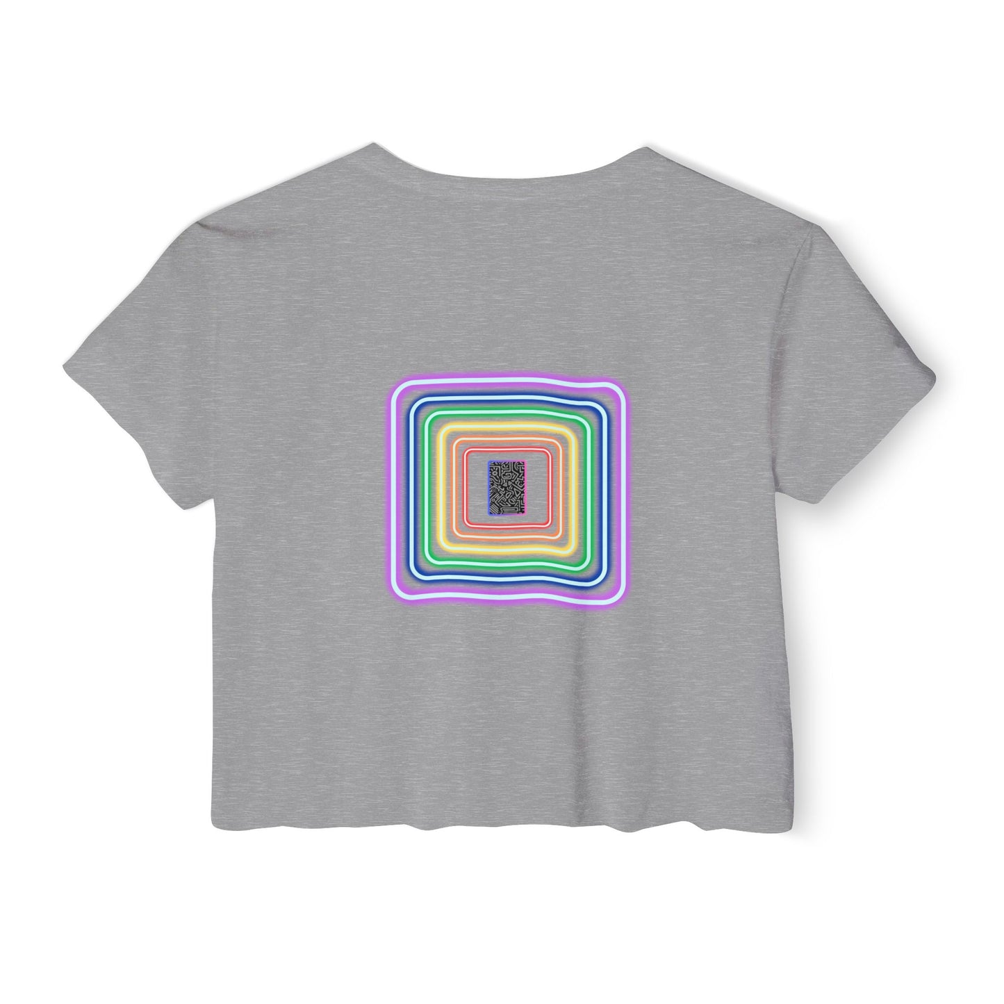 Pulse - Women's Festival Crop Top with Colorful Stripes, Summer Fashion, Stylish Festival Outfit, Boho Crop Tee, Trendy Casual Wear