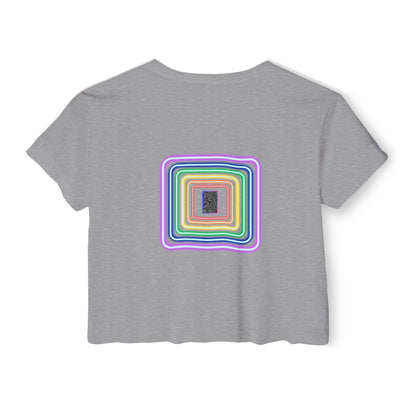 Pulse - Women's Festival Crop Top with Colorful Stripes, Summer Fashion, Stylish Festival Outfit, Boho Crop Tee, Trendy Casual Wear