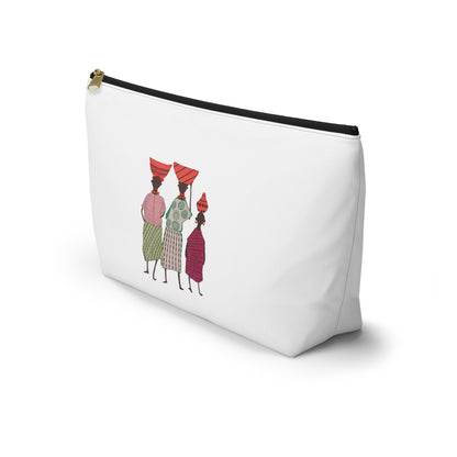 Dinkgwana - Accessory Pouch, Ethnic Print Cosmetic Bag, Travel Organizer, Gift for Her, Boho Style Pouch