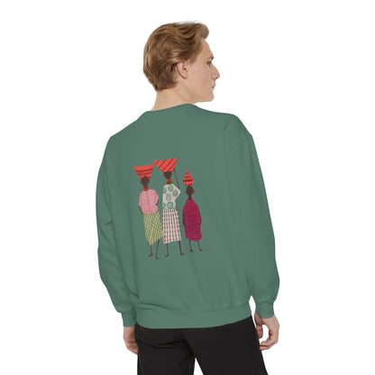 Cultural Women's Sweatshirt - Garment-Dyed Design with Sisterhood Theme