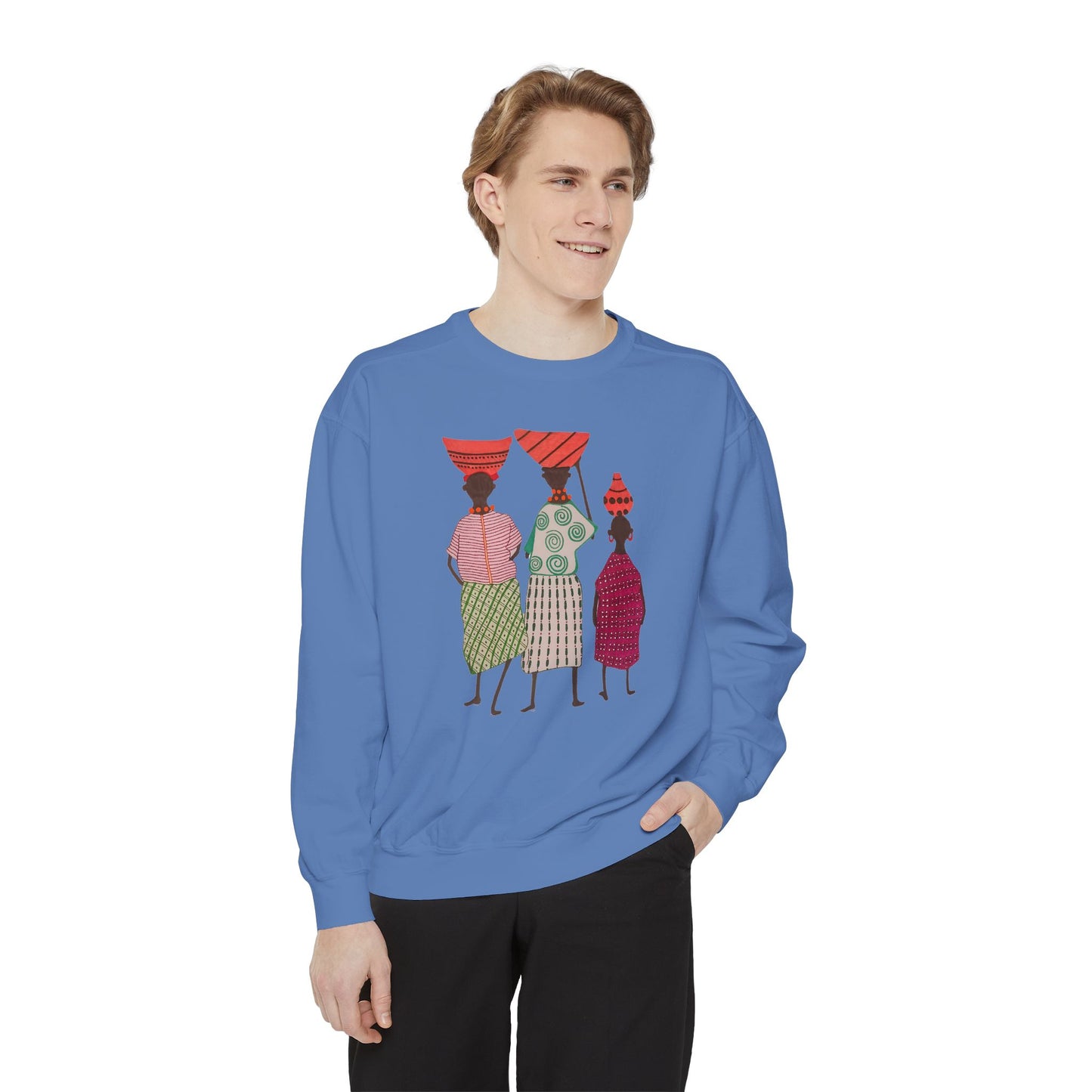 Cultural Women's Sweatshirt - Garment-Dyed Design with Sisterhood Theme