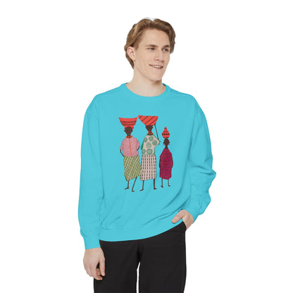 Cultural Women's Sweatshirt - Garment-Dyed Design with Sisterhood Theme