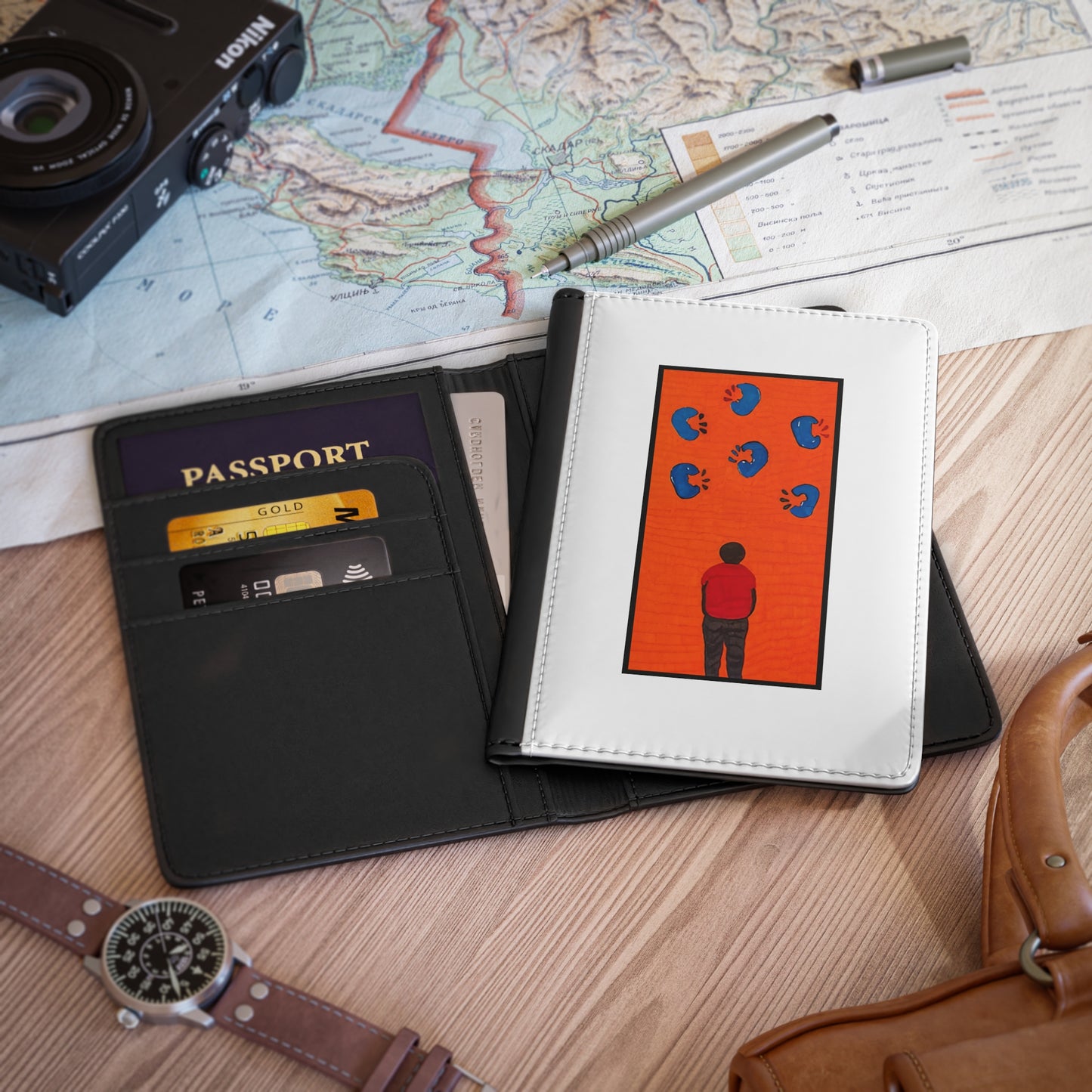 Gossipmonger - Travel Passport Cover - Adventure Awaits, Travel Accessory, Gift for Travelers, Vacation Essential, Wanderlust Design
