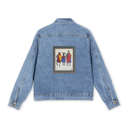 Ngwetsi - Stylish Men's Denim Jacket with Unique Art Design, Casual Outerwear, Vintage Fashion, Streetwear, Gift for Him