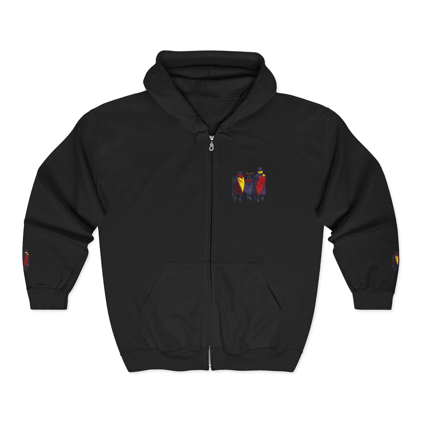 Ngwetsi Men Zip Hoodie — Nativity Christmas Chest & Sleeve Embroidered Design