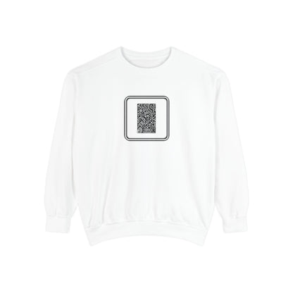 Pulse - Unisex Garment-Dyed Sweatshirt with QR Code Design, Cozy Casual Wear for Tech Enthusiasts