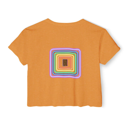 Pulse - Women's Festival Crop Top with Colorful Stripes, Summer Fashion, Stylish Festival Outfit, Boho Crop Tee, Trendy Casual Wear