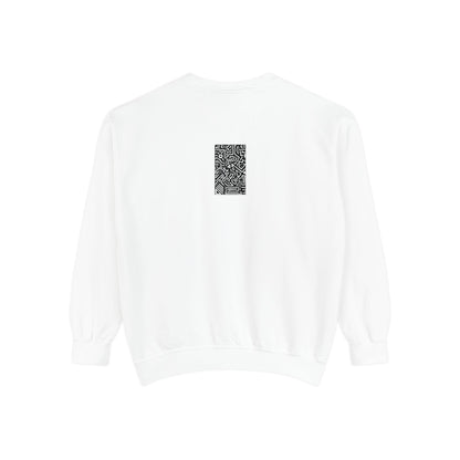 Pulse - Unisex Garment-Dyed Sweatshirt with QR Code Design, Cozy Casual Wear for Tech Enthusiasts