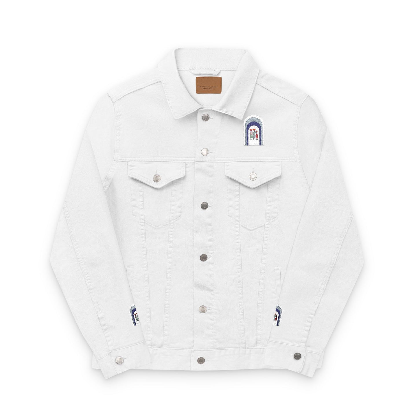 Dinkgwana Embroidered Unisex Denim Jacket, Stylish Outerwear, Casual Fashion, Unique Streetwear