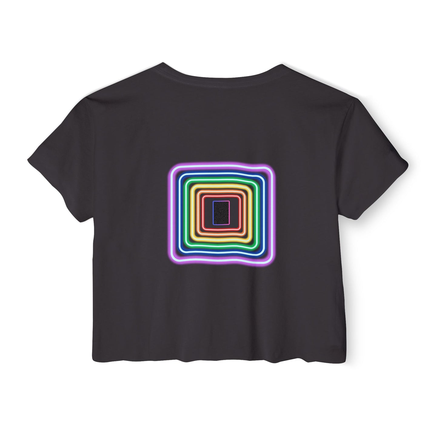 Pulse - Women's Festival Crop Top with Colorful Stripes, Summer Fashion, Stylish Festival Outfit, Boho Crop Tee, Trendy Casual Wear