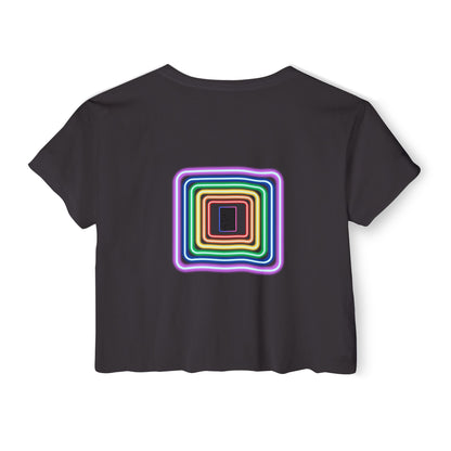 Pulse - Women's Festival Crop Top with Colorful Stripes, Summer Fashion, Stylish Festival Outfit, Boho Crop Tee, Trendy Casual Wear