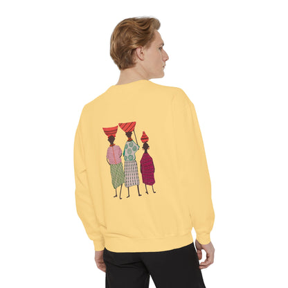 Cultural Women's Sweatshirt - Garment-Dyed Design with Sisterhood Theme