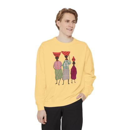 Cultural Women's Sweatshirt - Garment-Dyed Design with Sisterhood Theme