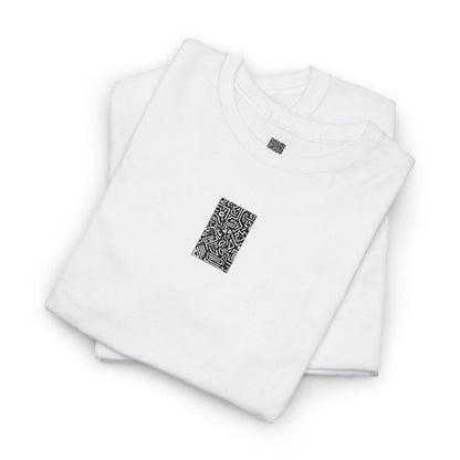 Pulse Graphic Tee — Minimalist White T-Shirt with QR Chest & Sleeve Print