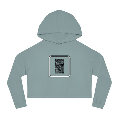 Pulse - Trendy Cropped Hooded Sweatshirt with QR Code Design, Stylish Casual Wear, Perfect for Fall Outfits, Gifts for Her, Unique Street Wear