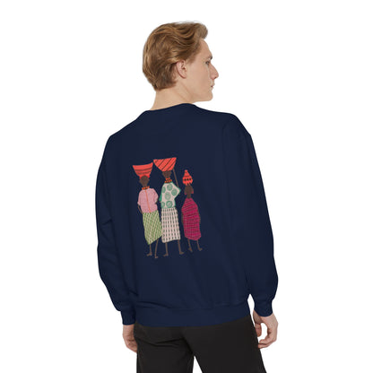 Cultural Women's Sweatshirt - Garment-Dyed Design with Sisterhood Theme