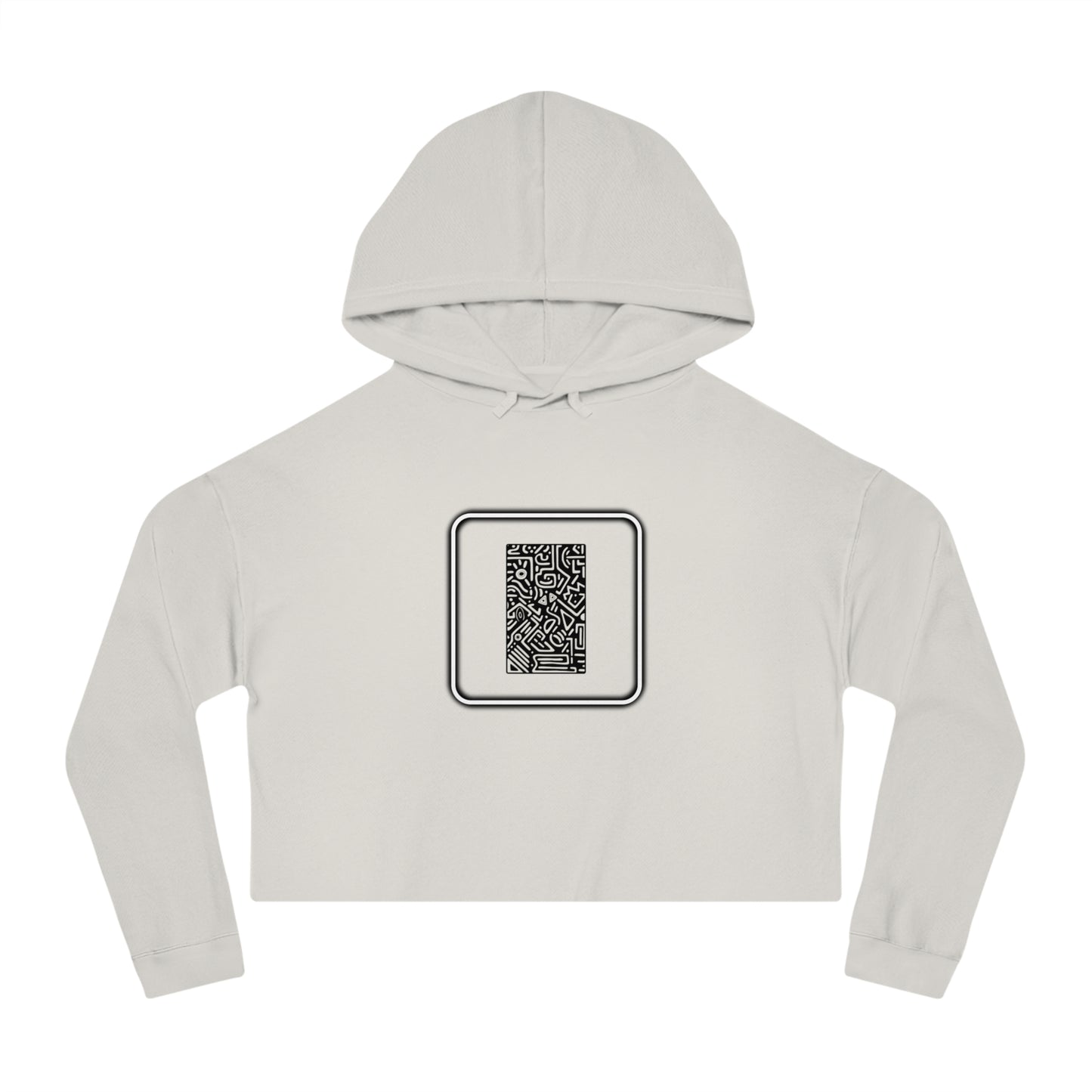 Pulse - Trendy Cropped Hooded Sweatshirt with QR Code Design, Stylish Casual Wear, Perfect for Fall Outfits, Gifts for Her, Unique Street Wear