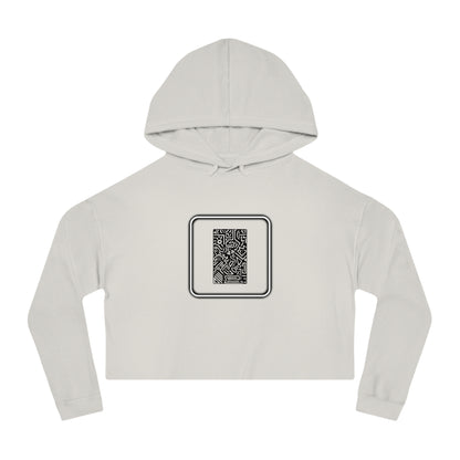Pulse - Trendy Cropped Hooded Sweatshirt with QR Code Design, Stylish Casual Wear, Perfect for Fall Outfits, Gifts for Her, Unique Street Wear