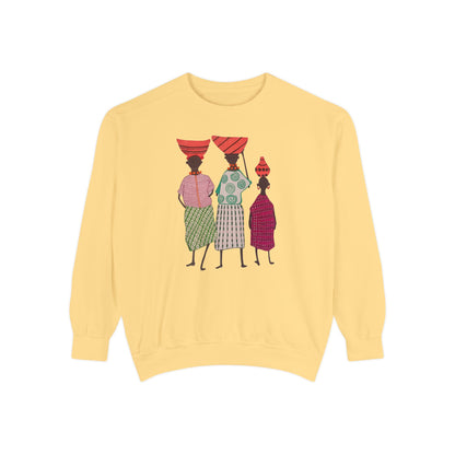 Cultural Women's Sweatshirt - Garment-Dyed Design with Sisterhood Theme
